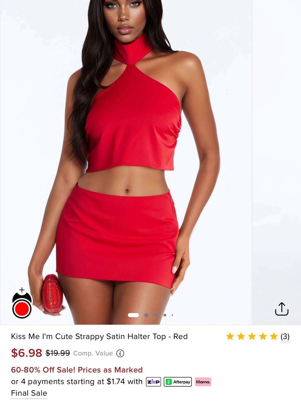 Fashion Nova Red Satin Mini Skirt